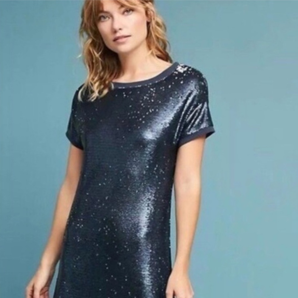 Anthropologie Moulinette Soeurs Blue Sequin Dress Size s